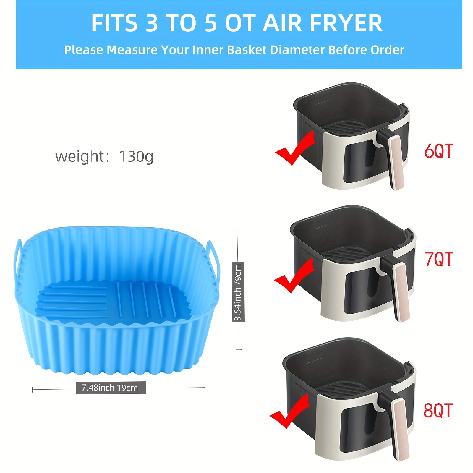 1 revêtement carré en silicone - Kitchen Gadgets Air Fryer avis et prix